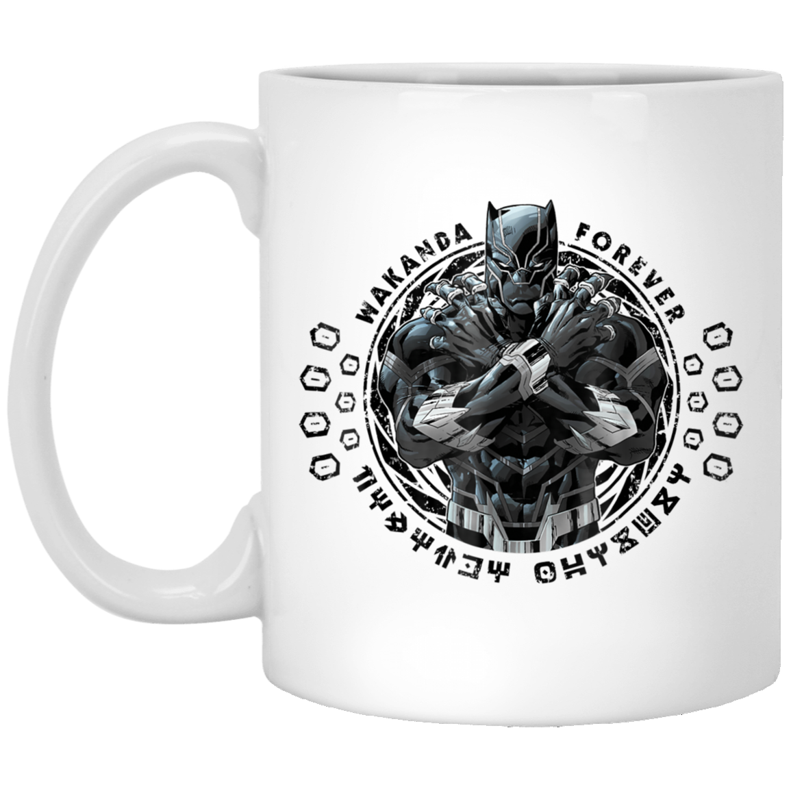 Black Panther Crossed Arms Logo Graphic White Mug For You And Who You Love!