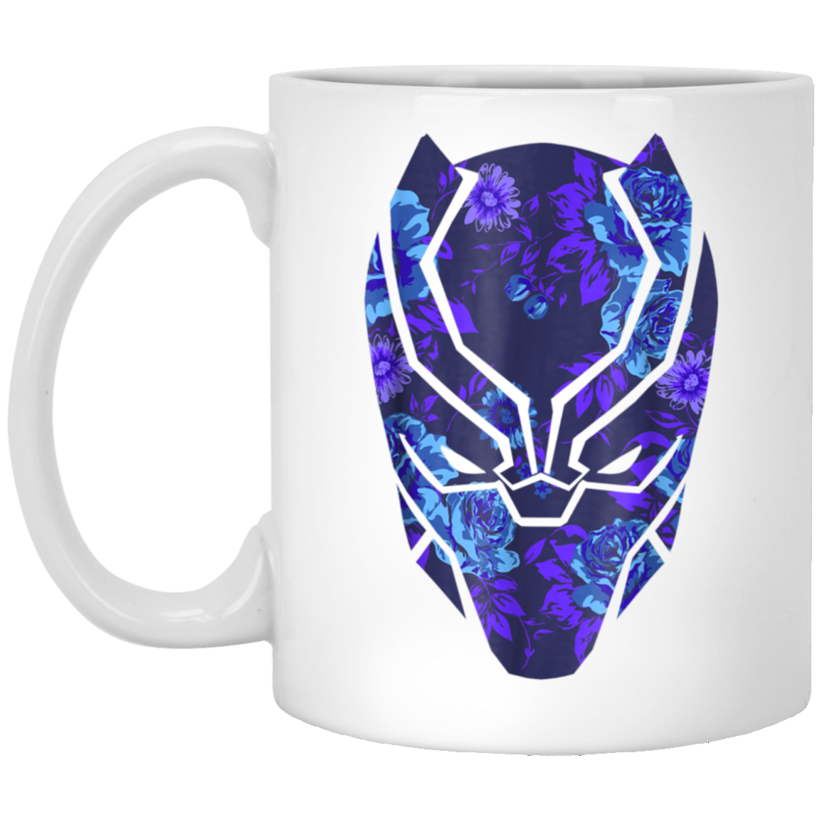 Black Panther Floral Mask Graphic White Mug For You And Who You Love!