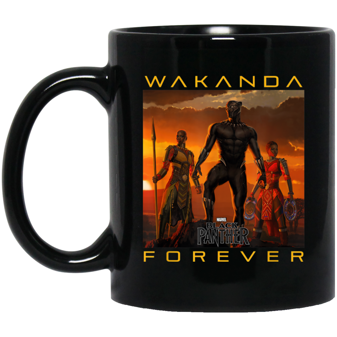 Black Panther Movie Wakanda Forever Graphic Black Mug For You And Who You Love!