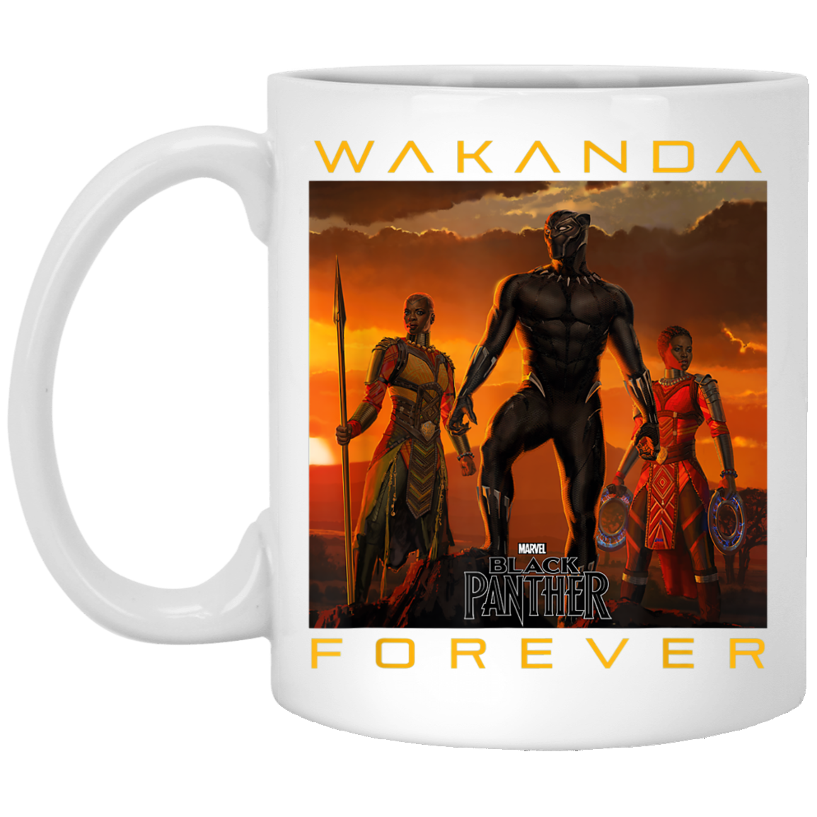 Black Panther Movie Wakanda Forever Graphic White Mug For You And Who You Love!