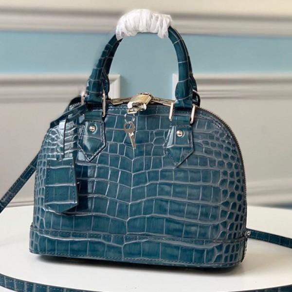 Alma Bb Top Handle Bag In Crocodile Leather N91439 Blue 2019 Collection