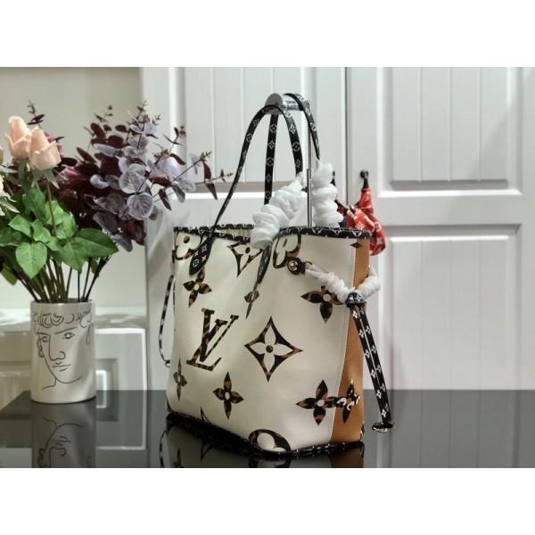 Animal Prints Monogram Canvas Neverfull Mm Tote Bag M44676 White/yellow 2019