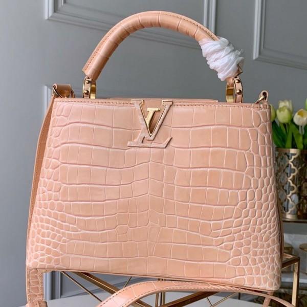 Capucines Bb Crocodile Leather Top Handle Bag N95191 Tivoli Beige 2019 Collection