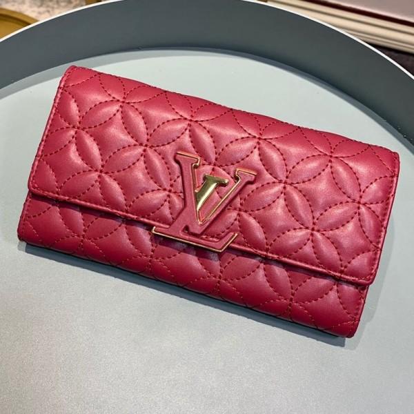 Capucines Bloom Lambskin Long Flap Wallet M68590 Dark Red 2019 Collection