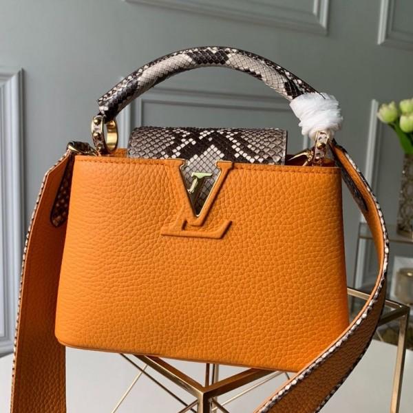 Capucines Mini With Python Skin Top Handle Bag Orange 2019 Collection