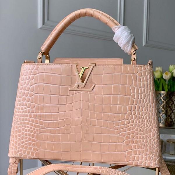 Capucines Pm Crocodile Leather Top Handle Bag N95191 Tivoli Beige 2019 Collection