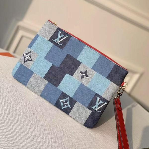 City Pouch In Damier Monogram Denim Canvas M68761 Blue/red 2020 Collection