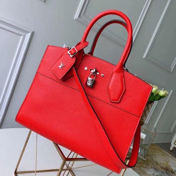 City Steamer Mm Bag In Grainy Calfskin M53014 Red/silver Collection