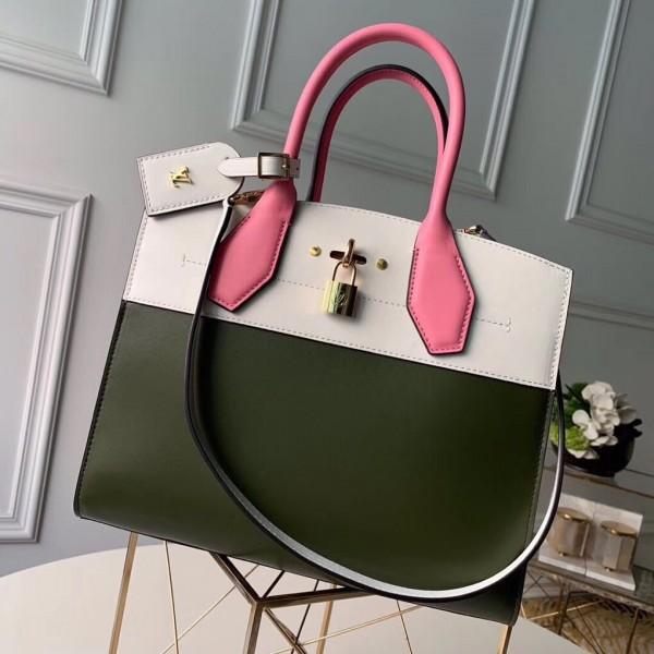 City Steamer Mm Bag In Smooth Calfskin M42188 Army Green/white/pink Collection