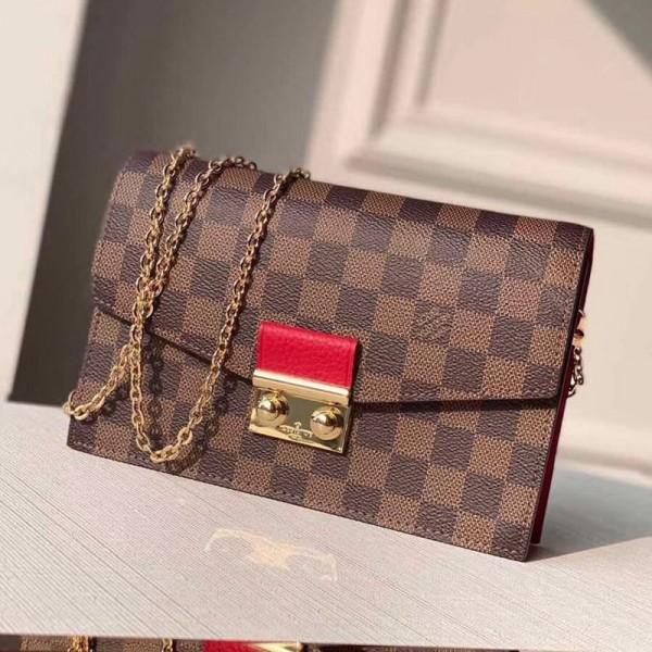 Croisette Damier Ebene Canvas Chain Wallet N60288 Red 2019 Collection