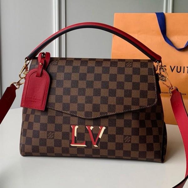 Damier Ebene Canvas Lv Beaubourg Mm Top Handle Bag N40176 Red 2019  Collection