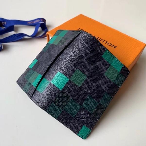 Damier Graphite Pixel Canvas Pocket Organiser Wallet N60160 Green 2019