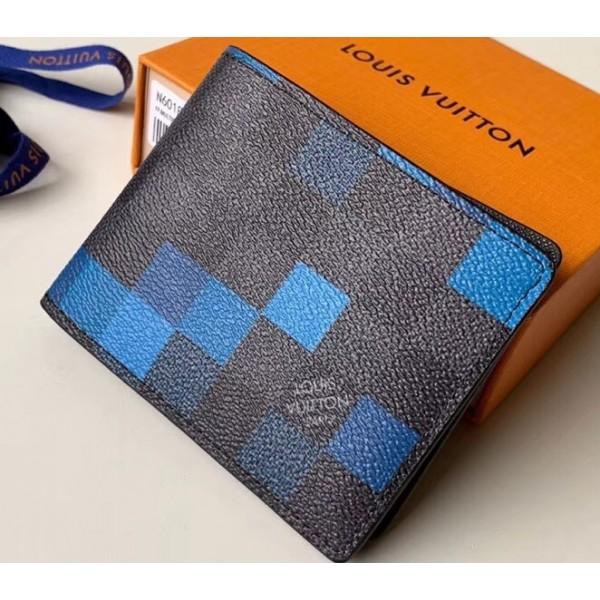 Damier Graphite Pixel Canvas Slender Wallet N60180 Blue 2019