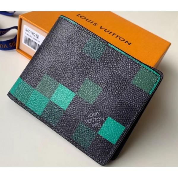 Damier Graphite Pixel Canvas Slender Wallet N60182 Green 2019