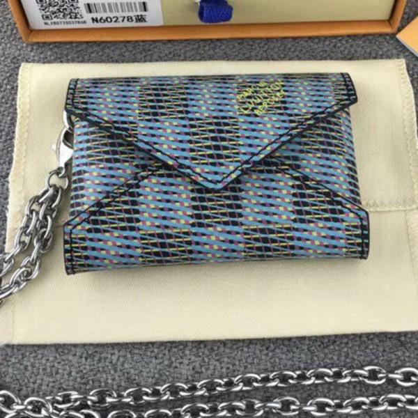 Damier Lv Pop Kirigami Necklace Envelope Chain Pouch N60278 Blue 2019 Collection