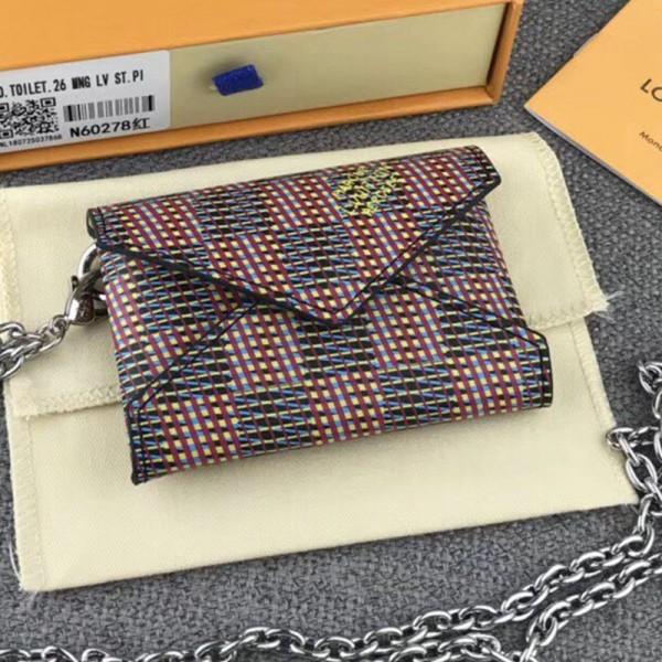 Damier Lv Pop Kirigami Necklace Envelope Chain Pouch N60278 Red 2019 Collection